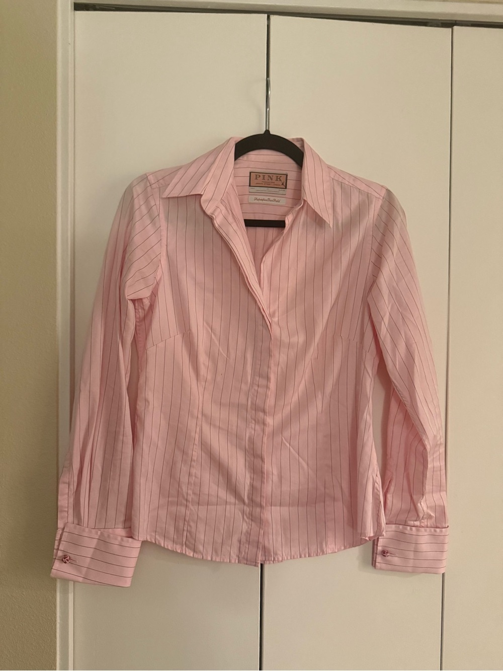 Thomas Pink superfine two fold Light Pink Pinstripe Dress Shirt